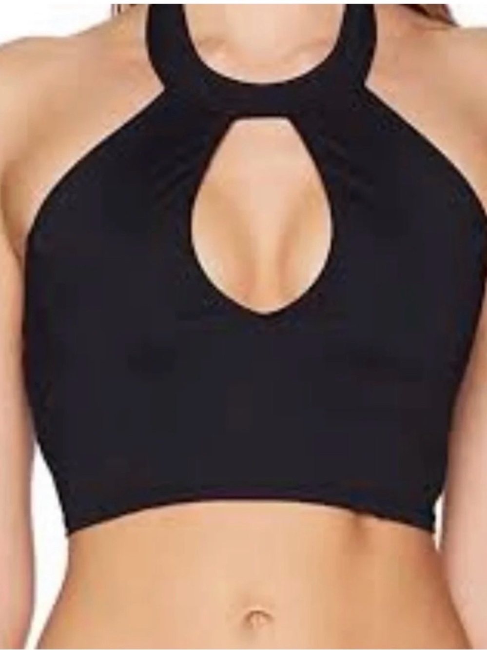 La Blanca Black Halter Keyhole Lonline Bikini Top